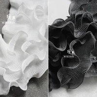 wave pleated lace trim 4 layers black white ruffle folds diy decor collars cuffs skirts wedding dress designer accessories