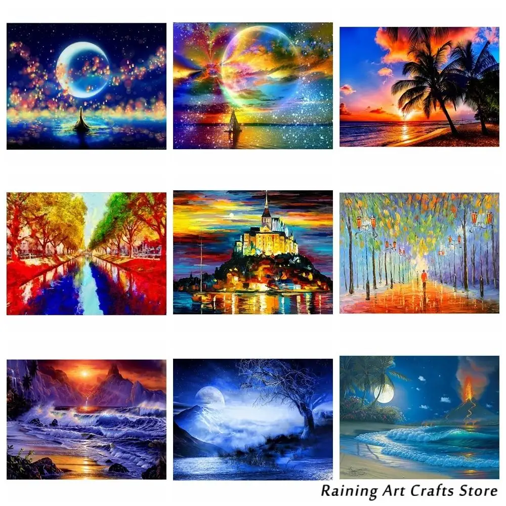 

5D Diy Diamond Painting Abstract Landscape Embroidery Full Round Square Drill Cross Stitch Kits Mosaic Pictures Home Decoration