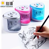 electric pencil automatic sharpener big chip box double holes convenience safety