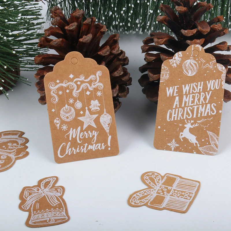 50 шт. Веселые бирки для рождественских подарков открытки из крафт бумаги DIY