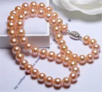 HABITOO Elegant 10-11mm Natural Pink Near Round Cultured Pearl Choker Necklace Jewelry for Women Charming Party Wedding Gifts