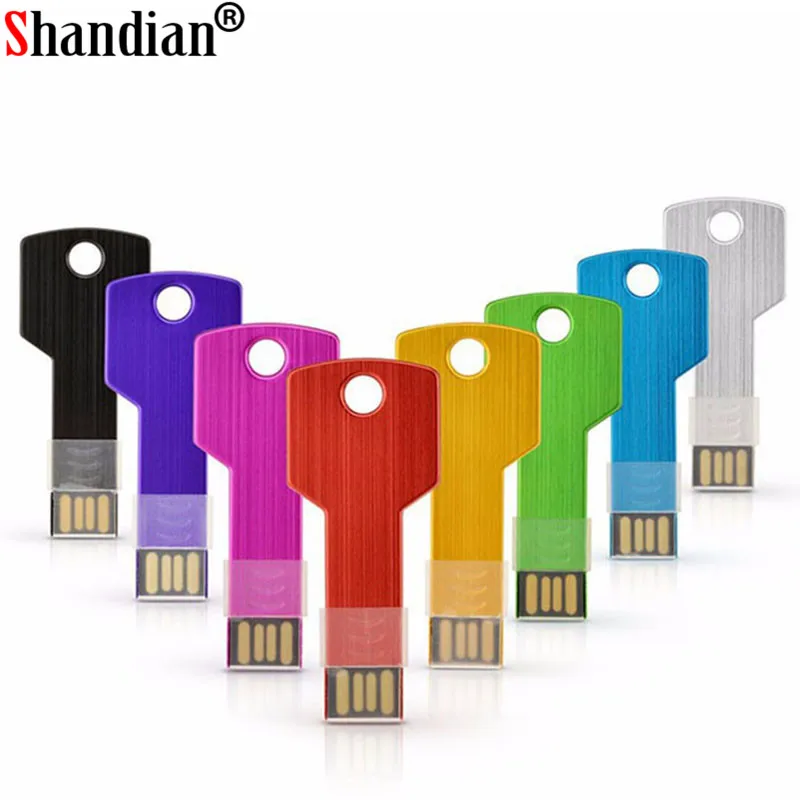 SHANDIAN коммерческие металлические ключи USB флэш диск 64 ГБ 16 32 милый накопитель