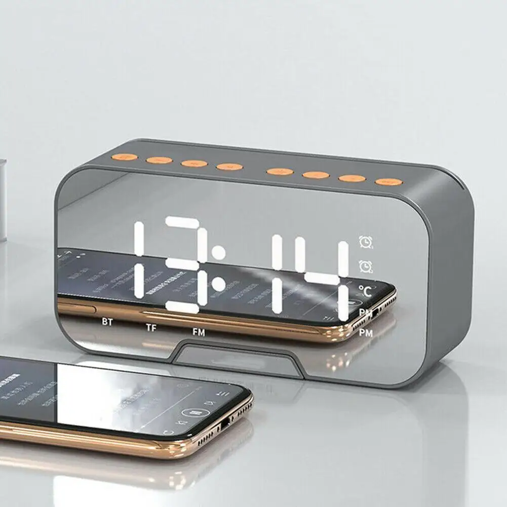 

Portable Led Mirror Digital Alarm Clock Wireless Bluetooth-compatible Clock Speaker Alarm J0C1