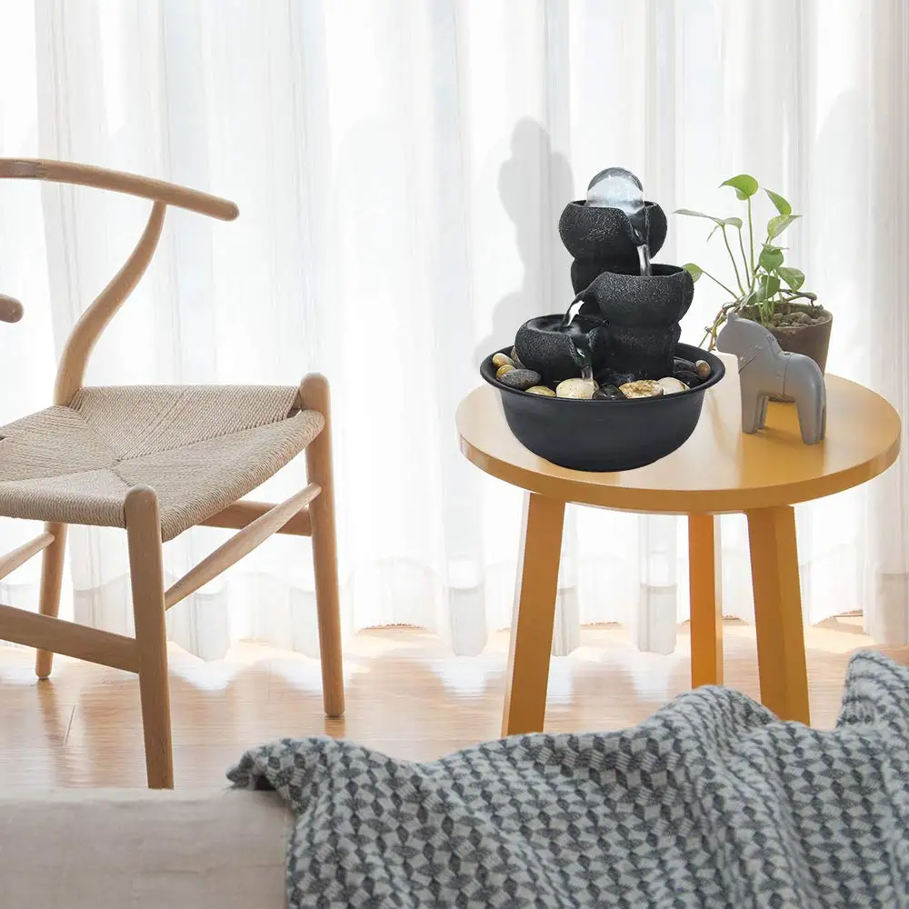 Настольный фонтан воды с светодиодный шар для офиса маленький Портативный Feng Shui