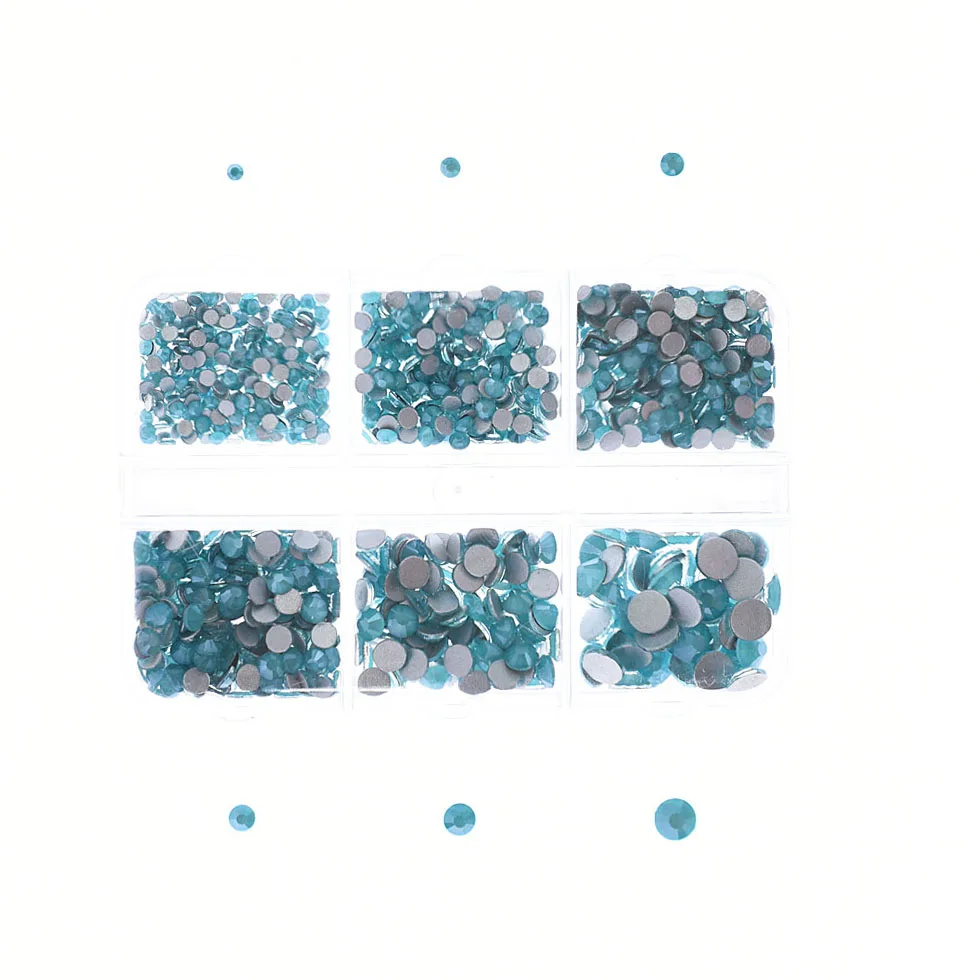 

1 Box Glass Crystal Nail Art Rhinestone Gold Silver Clear All Color Flat Bottom Mixed Shape DIY Nail Art 3D Decoration 6cell pot