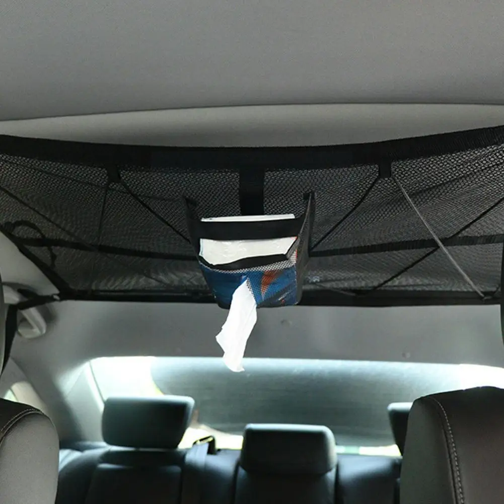 Car Roof Storage Bag Adjustable Suspension Ceiling Cargo Net Mesh Sack Pouch Pockets For SUV Van 2 Model C0Q8 | Автомобили и