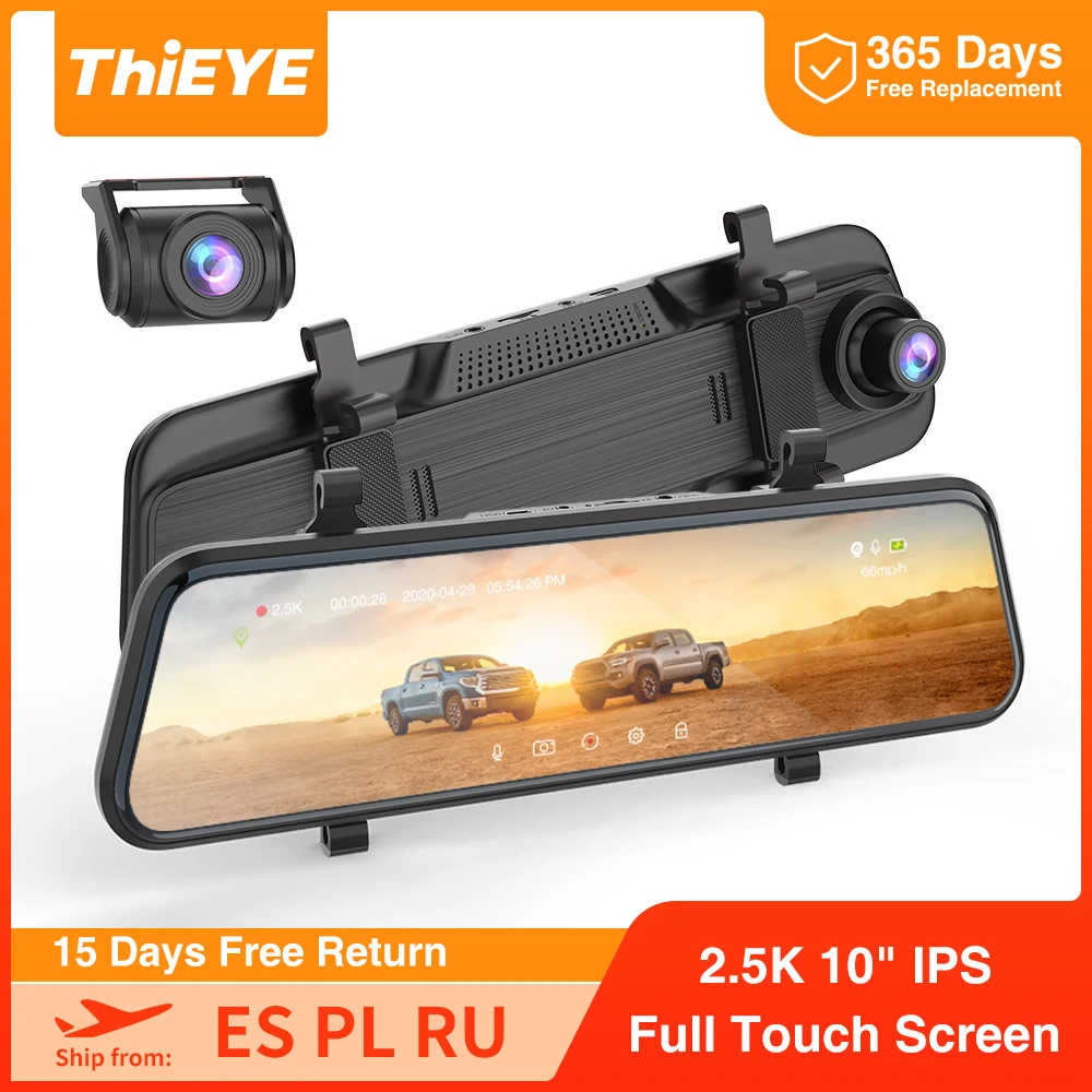 Автомобильный видеорегистратор ThiEYE 2 5 K 10 дюймовый IPS экран Full Touch Screen HD1080P с ночным