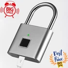 Замок с отпечатком пальца, водонепроницаемый, с зарядкой по USB, для чемодана и чемодана