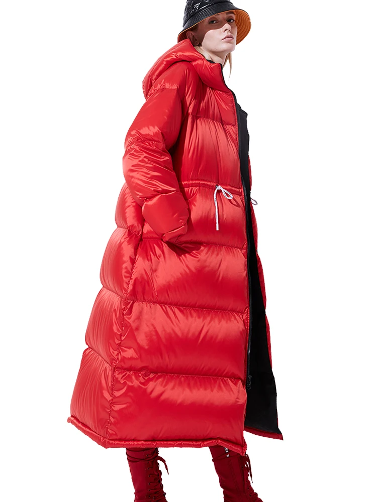Новинка 2020 зима осень 90% белый утиный пух Женская куртка длинный пуховик теплая