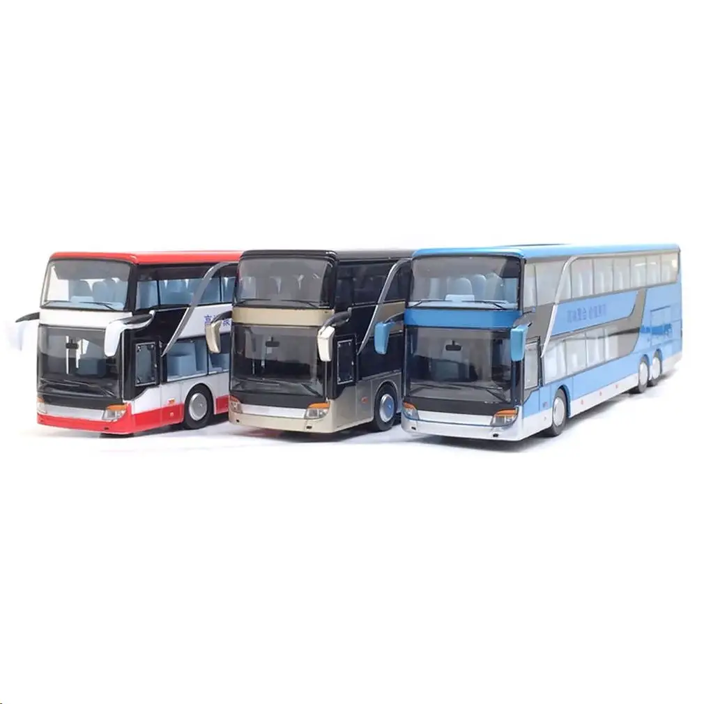 Sale High quality 1:32 alloy pull back bus model high imitation Double sightseeing flash toy vehicle free shipping | Игрушки и хобби