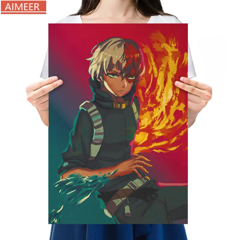 

AIMEER Classic Anime Ice and Fire Dual Heaven Martial Art Retro Kraft Paper Poster Decorative wall stickers51*36cm