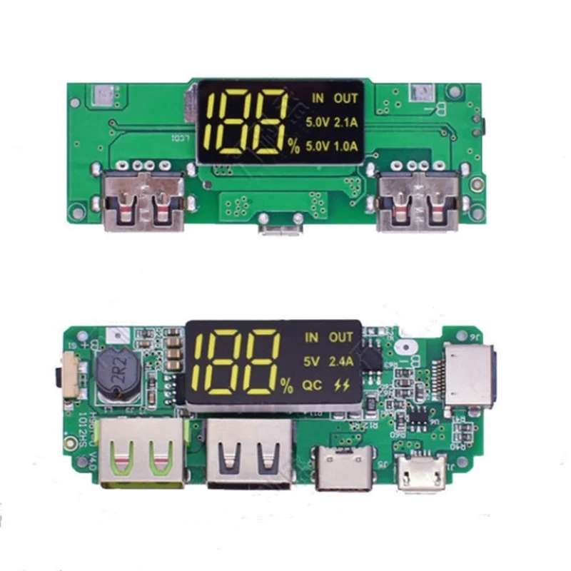 LED Dual USB 5V 2.4A Micro/Type-C Mobile Power Bank 18650 Charging Module Lithium Battery Charger Board Circuit Protection | Электроника