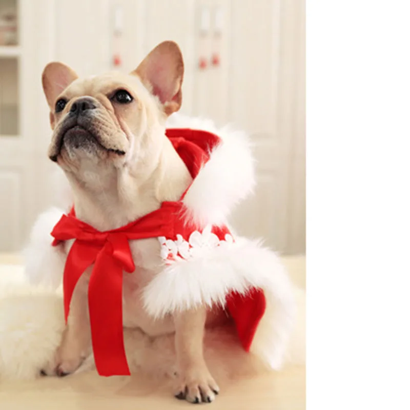 

Рождественская Одежда для собак, маленький костюм Санты для мопса, чихуахуа, домашний Йоркширский питомец, одежда для кошек, куртка, пальто, ...