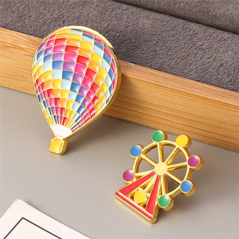 Мультяшные эмалевые булавки милые с воздушным шаром колесо обозрения модные