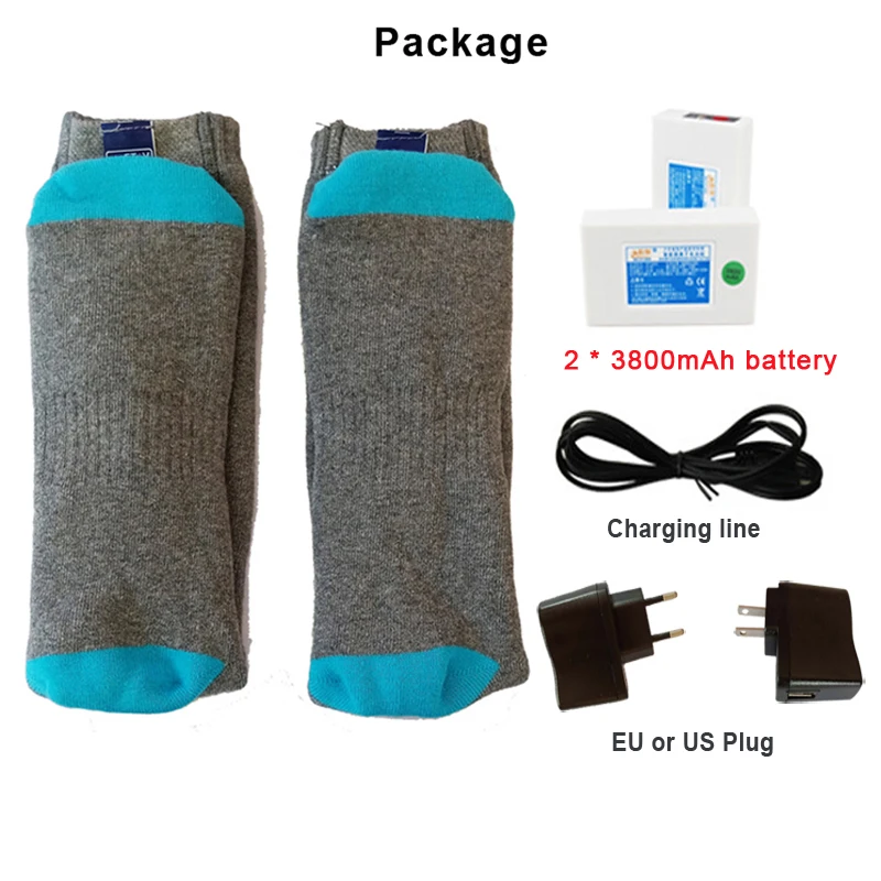 Зимние перезаряжаемые электрические Подогреваемые носки с аккумулятором 3 7 в