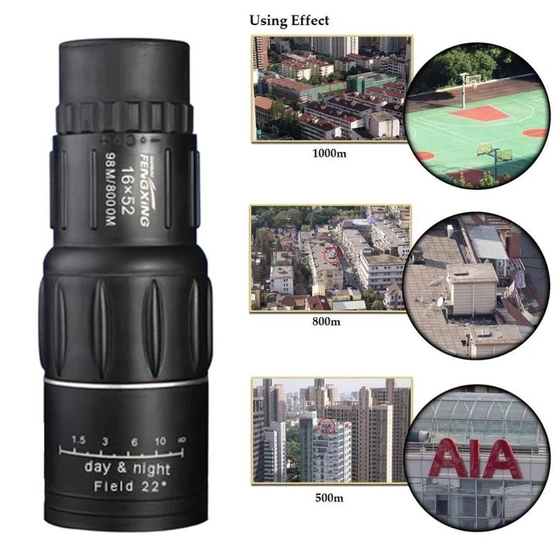 

16 X 52Focus Zoom Optic Lens Monocular Multi Coating Lenses Length Ocular Lens Focus Optic Telescope Spotting Scope 66M/8000M