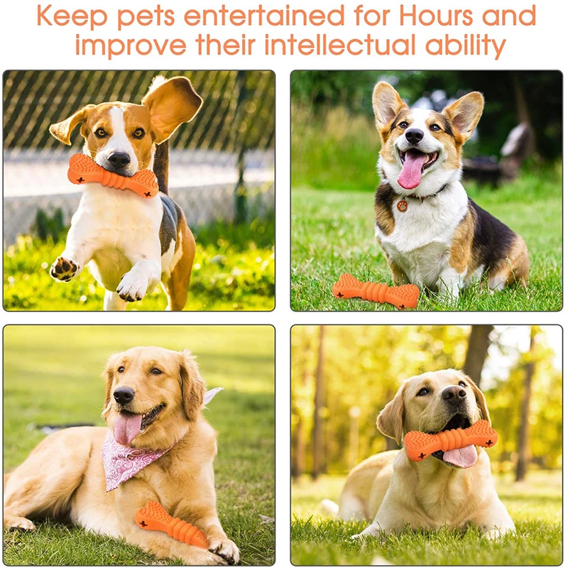 H&ampJOY Dog Chew Toys Rubber Bone Bite Resistant Teeth Cleaning Food Dispenser For Dogs Puppy Training Game Pets Acessories | Дом и сад
