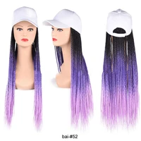 synthetic baseball cap wig with long colorful box braids wigs for afro black women adjustable white hat wig for girls by202