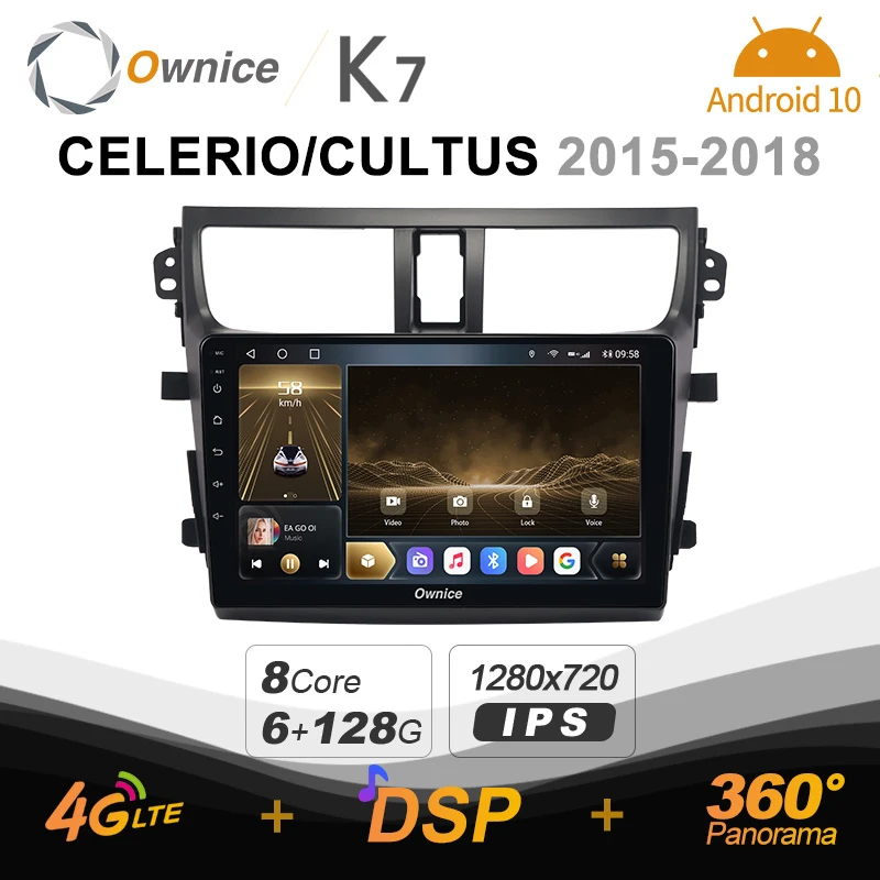

K7 Ownice 2 Din Android 10.0 Car Multimedia radio for SUZUKI CELERIO/CULTUS 2015 - 2018 With 8 Core A75*2+A55*6 SPDIF 6G 128G