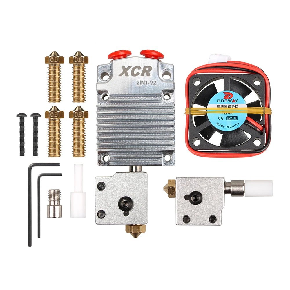 3d принтер Экструдер части XCR 2IN1-V2 hotend двухцветная печатающая головка с NV6 с подогревом 0,4/1,75 вулкан сопла 0,8 мм