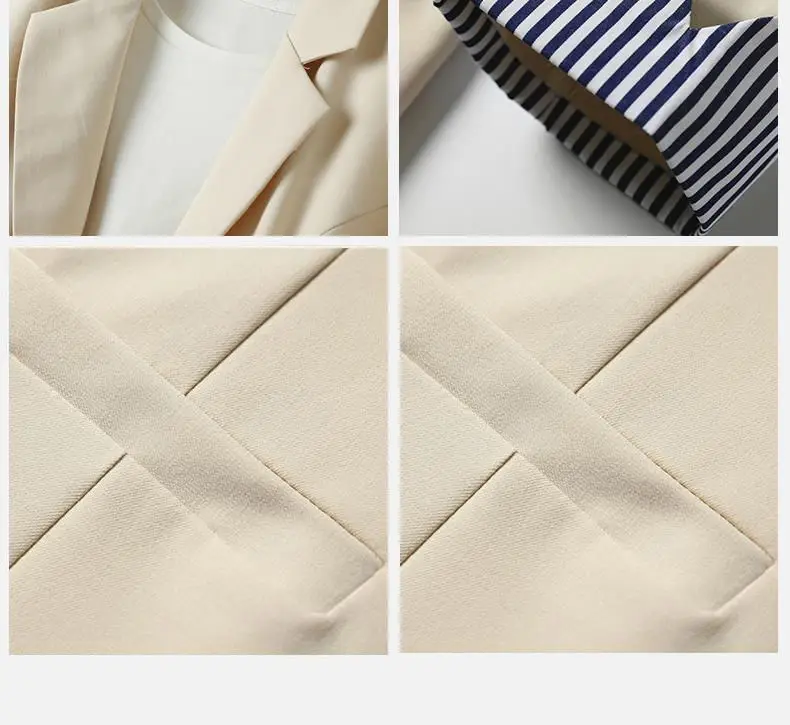 

#5226 Black White Khaki Slim Casual Plus Size Blazer For Women Slim Korean Style Thin Womens Blazers Single Button M-4XL Spring