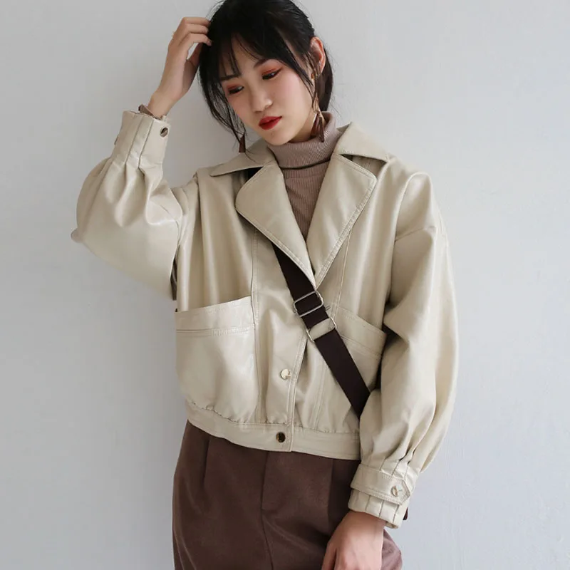 Куртка женская из искусственной кожи модная свободная Байкерская верхняя одежда