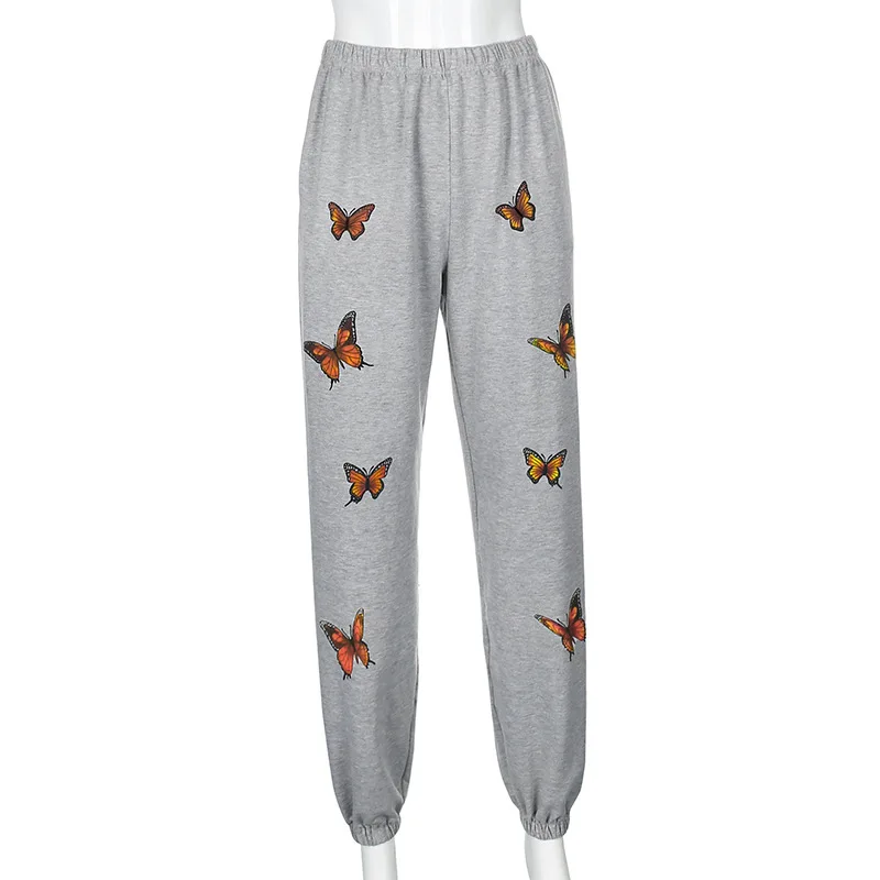 

2020 Summer Women's New Featured Butterfly Printed High Waist Slim Sweatpants Hip Hop Pants