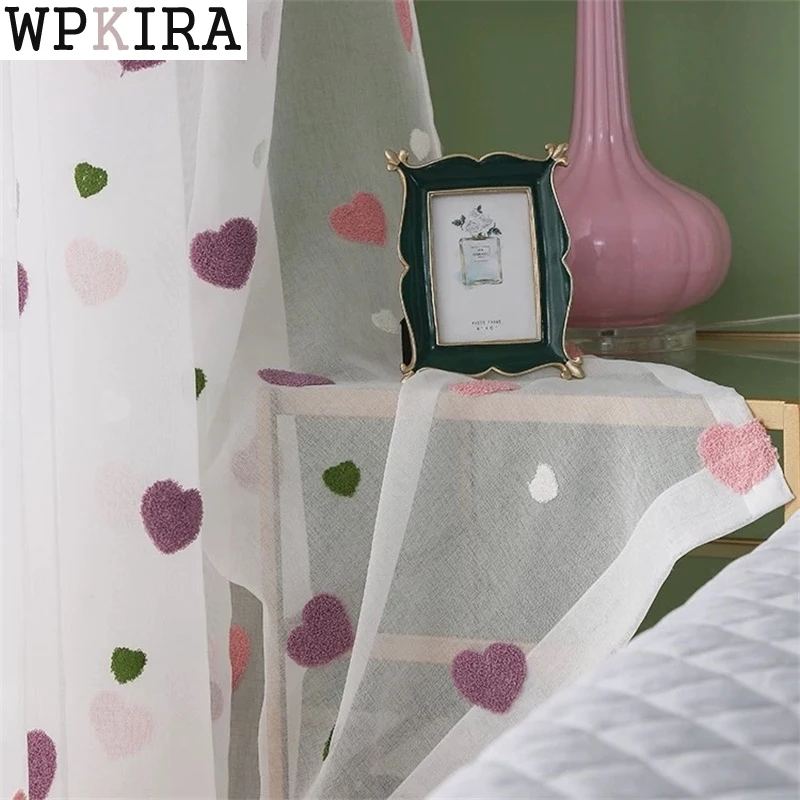 Современные детские Мультяшные 3D тюлевые шторы с сердечками для девочек спальни