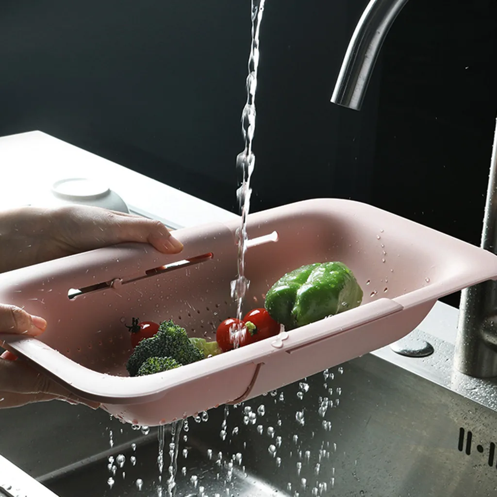 Кухонный Регулируемый складной дуршлаг дренажная корзина регулируемый над