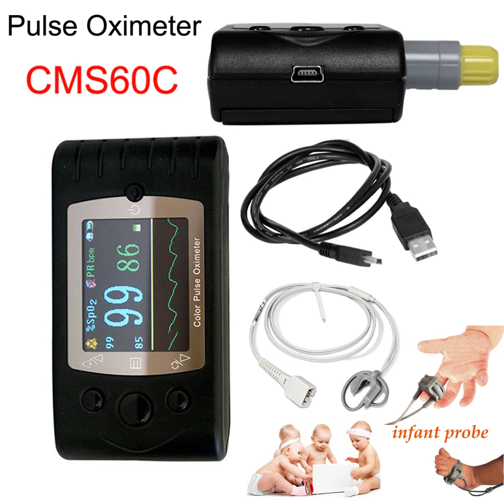 Цифровой пульсоксиметр с пальцевым наконечником CMS60C измеритель насыщения крови