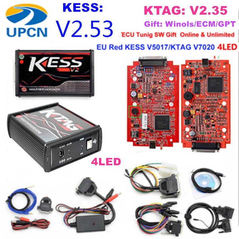 Качественная электронная сигарета KESS V2 5 017 2 53 с 4 светодиодами KTAG 7 020 K TAG V5.017 V2.25