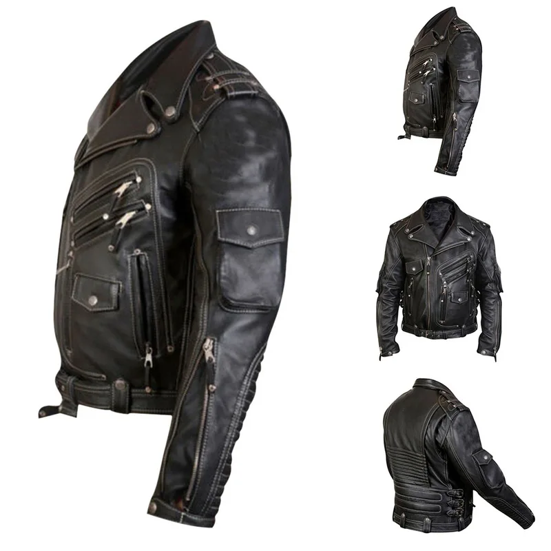 

Vogue Nice Black Leather Coats Jacket Men Fashion Slim Fit Pocket Motorcycle Biker Jacket Male Basic Leather Zipper Jackets