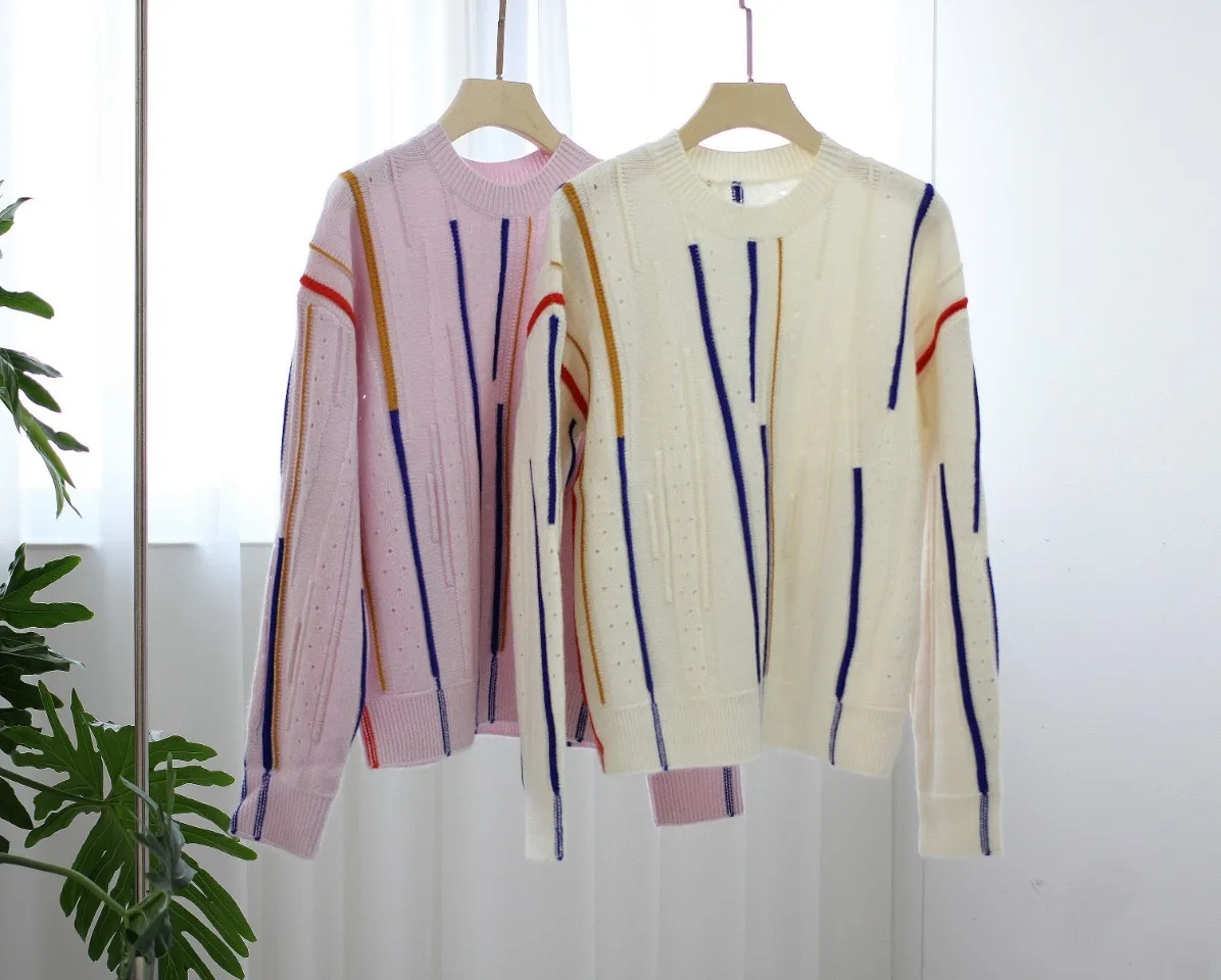 

new ladies 2021 fashion long sleeve sexy casual line cashmere sweater 1121