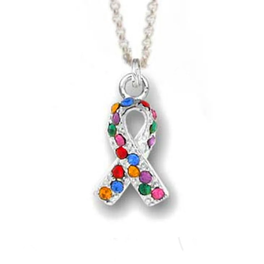 Eco Friendly Metal Alloy Jigsaw Puzzle Piece Autism Awareness Crystal Ribbon Necklace | Украшения и аксессуары