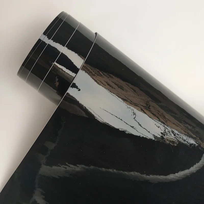 

Bright Glossy Vinyl Car Wrap Film Black Wrap Bubble Car Sticker Auto Decoration Film