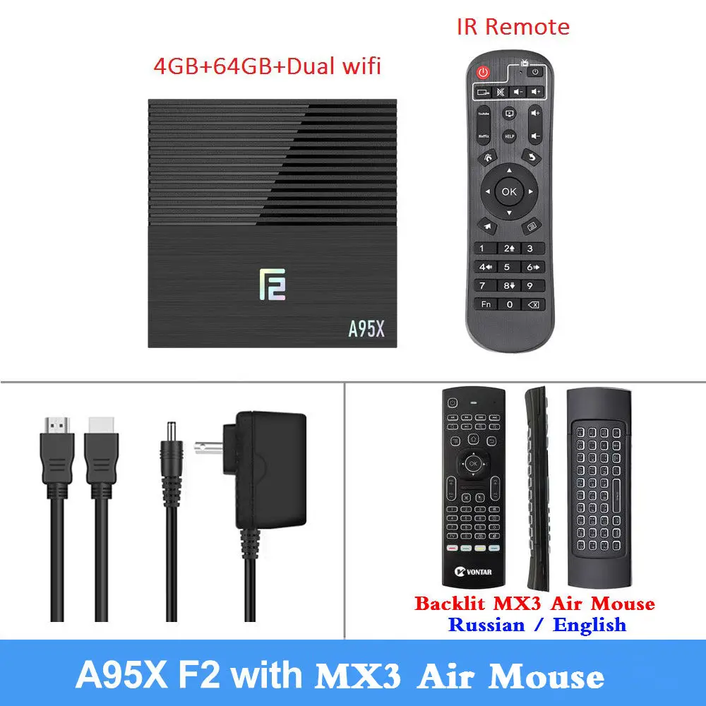4G64G MX3 A95x F2 Android 9,0 Smart tv Box 4 Гб ОЗУ 64 Гб ПЗУ Amlogic S905 двойной Wifi 4K Google Store Youtube PK X96 MAX медиаплеер 4G32G - Цвет: 4G64G MX3
