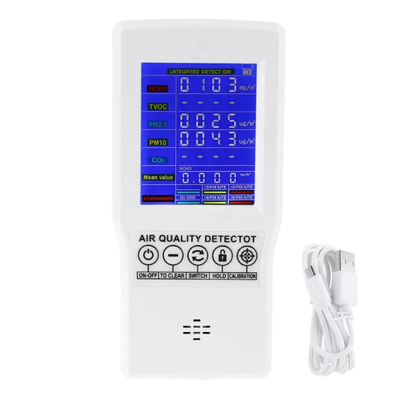 

Digital Formaldehyde Detector HCHO/TVOC/CO2/PM2.5/PM10 Gas Air Quality Monitor B85C