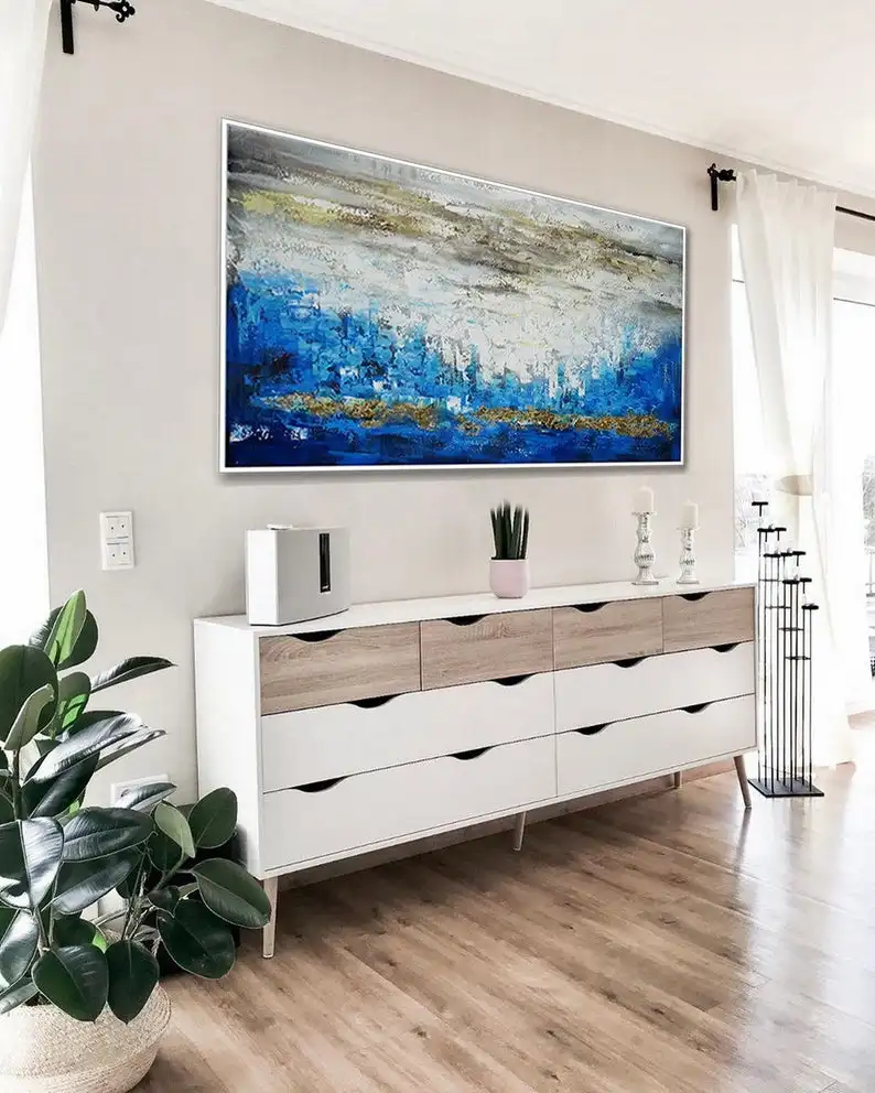 Beste Oversize Wall Art Extra Grote Geweven Hedendaagse Textuur Moderne Kunstwerk Horizontale Abstract Acryl Panoramisch Canvas Schilderij