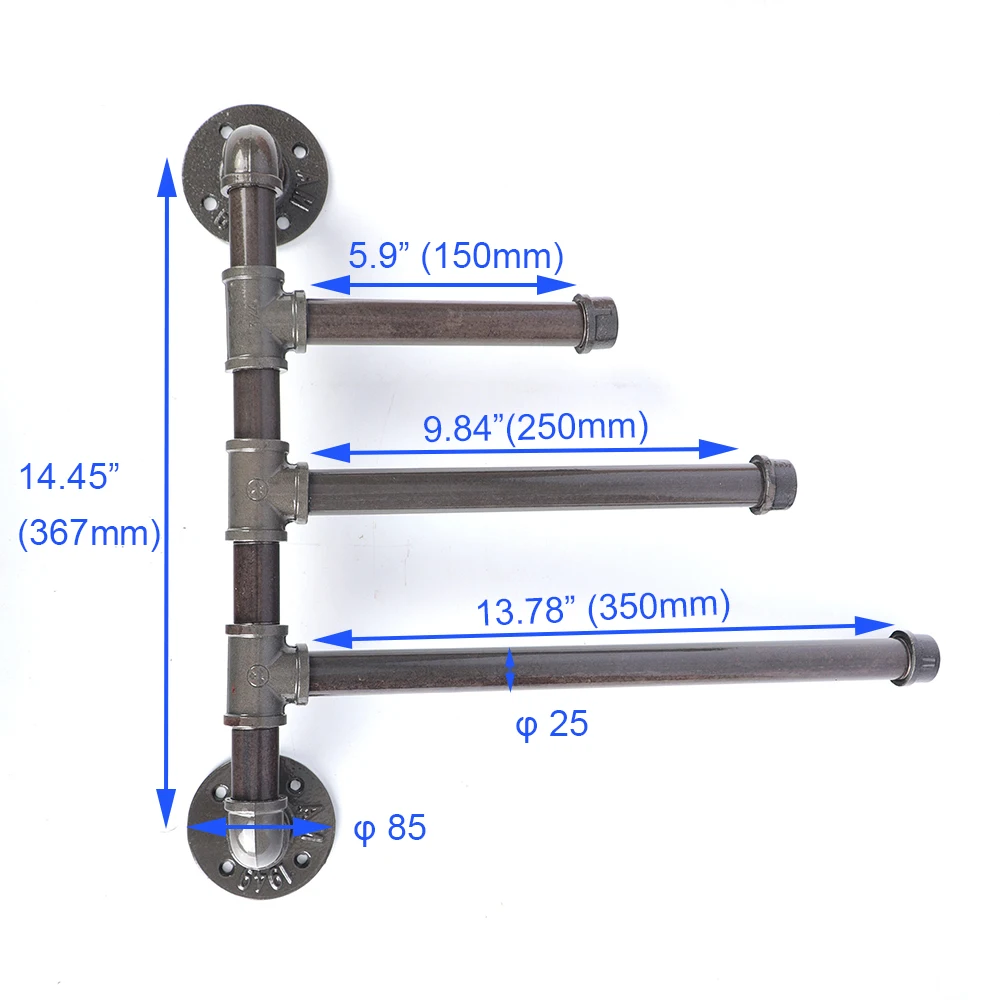 Настенный промышленный 3-Arm поворотный вешалка для полотенец сверхмощный