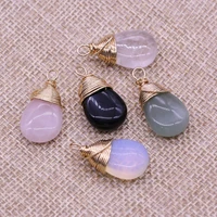 3pcs natural stone water drop shape pendants charms green aventurine for earring necklace bracelet jewelry making size 13x25mm