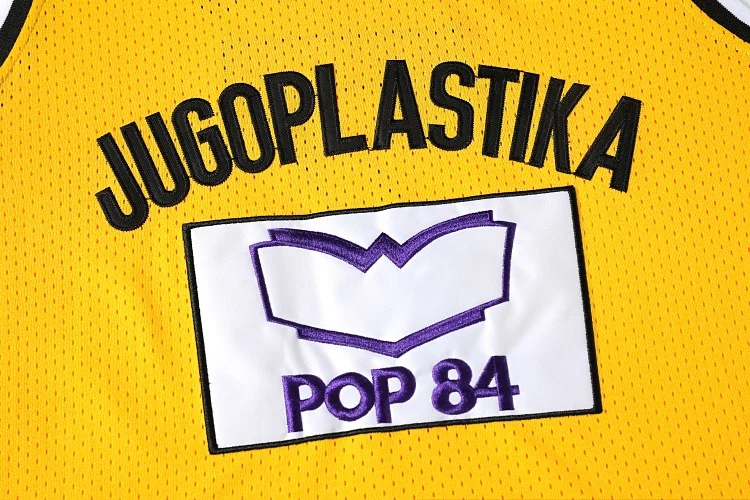 Фильм версия желтый Баскетбол Джерси No.7 Хорватия JUGOPLASTIKA 7 kukoč вышивка на открытом
