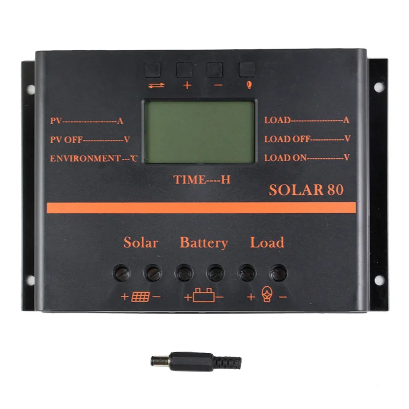 ШИМ Контроллер заряда и разряда солнечной батареи SOLAR80 12В/24В 80A с ЖК