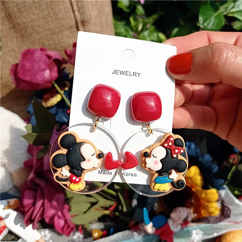 

Anime Accessories Disney Mickey Mouse Girls Fashion Women New Arrival Heart Earrings Ear Pendants Cosplay Gift Minnie Mouse