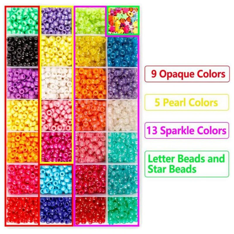 

4600Pc Pony Beads Large 28 Grid Box Barrel Beads Early Education Puzzle Bead Material DIY Bracelet Accessories
