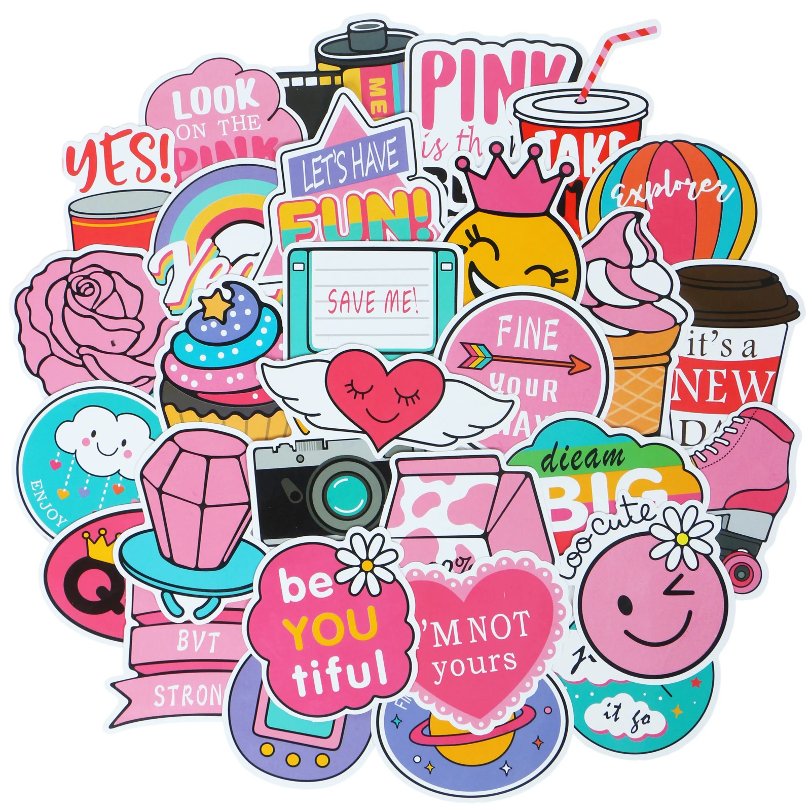60 шт. смешанные Розовые наклейки водонепроницаемый домашний декор каракули