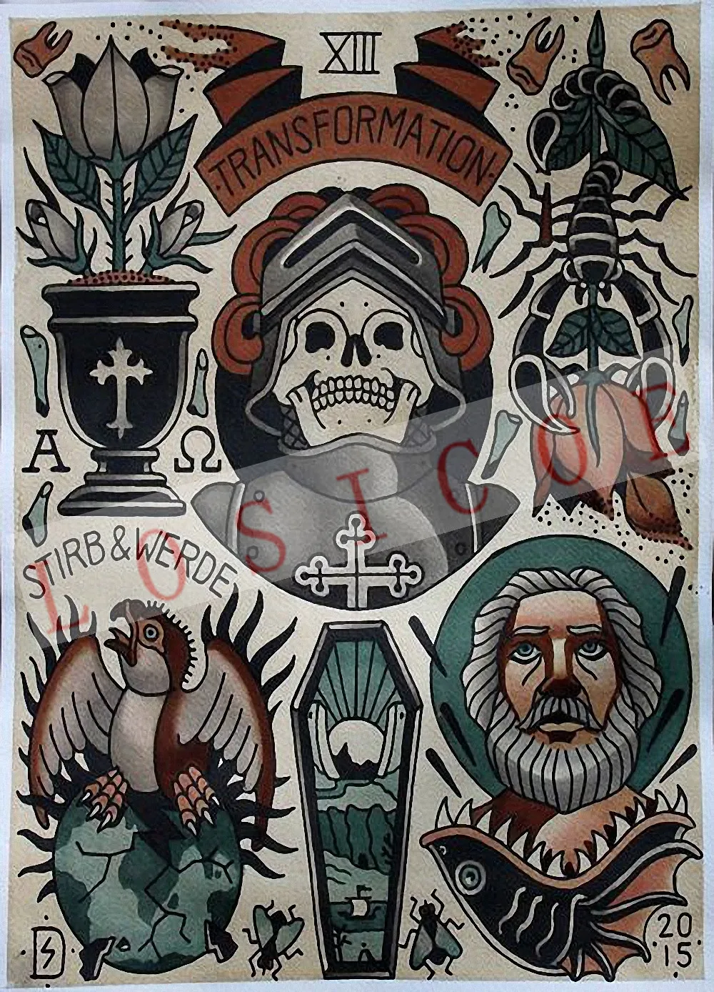 Креативный дизайн татуировки Плакаты стикер на стену 30X42 см Ностальгия Ретро