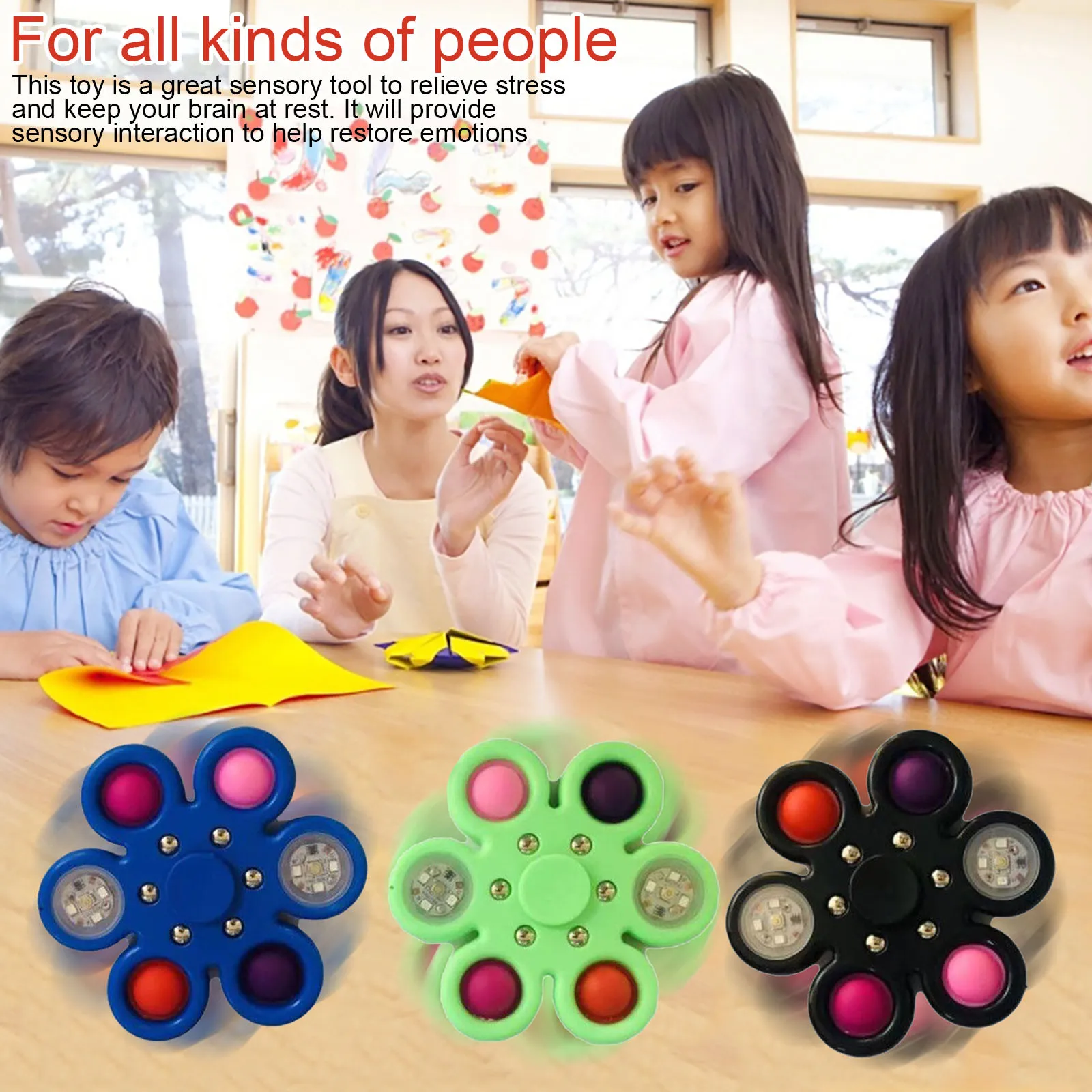 

Rotation Dimple Sensory Toy Silicone Gamepad Flipping Board Fidget Toy(With LED)Adult Children Sensory Toy To Relive Stress #60