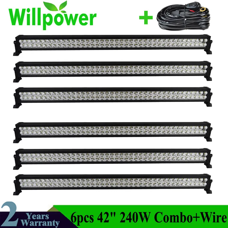 6pcs with wire Высокое качество водонепроницаемый 4 шт. 240 Вт 42 дюйма 12 В внедорожный светодиодный светильник, рабочий светильник, внедорожный светильник - Цвет: 6pcs with wire