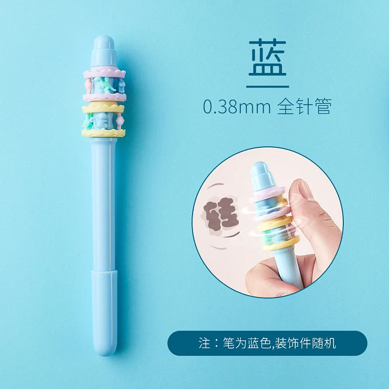 

3pcs student decompression turning pen blind box gel pen creative rotating cartoon cute shape decompression pen