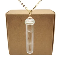 dandelion make a wish real flower transparent glass bottle pendant gold color chain long necklace women boho fashion jewelry